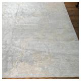 ontemporary carpet, fine cotton and viscose, neutral colors with light blue accents, made in India; 