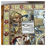 tiles depict scenes from fairy tales and nursery rhymes, such as Little Bo Beep, Jack and Jill, Herc