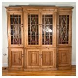 ENGLISH PINE CHINA CABINET | Beautiful natural wood finish, four glass paneled doors over four cabin