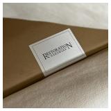 Comfy lounge chair with cream colored canvas upholstery and removable armrest covers; 33 x 37-1/2 x 