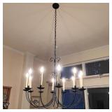BLACK CHANDELIER | Contemporary black 12 arm chandelier; approx. dia. 35 in. x h. 30 in. (excluding 