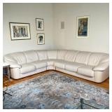 NATUZZI SALOTTI SECTIONAL SOFA | Italian, three piece sectional couch, white leather; total length 1
