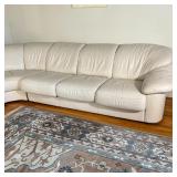 Italian, three piece sectional couch, white leather; total length 198 x 33 x 44 in.
