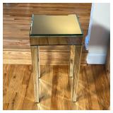 MIRROR SIDE TABLE | Beveled glass mirror side table, mirrors covering all surfaces of the table; h. 