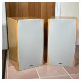 Bookshelf speakers by Cambridge Soundworks, model M80, appearing in mint condition; each 10 x 10-1/2