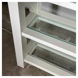 Photo DescriptRESTORATION HARDWARE ILLUMINATED SHELF | White 5 tier shelving unit / display shelfion