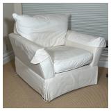 RESTORATION HARDWARE ARMCHAIR | Lounge chair with cream colored canvas upholstery; 33 x 37-1/2 x 41 