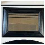 POTTERY BARN MIRROR | Beveled glass mirror with dark brown wood finish frame; overall 29-1/2 x 41-1/