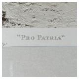 "Pro Patria" Edith Cavell wearing Red Cross uniform laying dead on the floor as her spirit rises in 