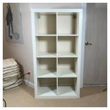 IKEA BOOKCASE | White wood open bookshelf with eight square / cube cubby hole shelves; 59 x 31 x 15-