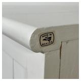 White painted wood nightstand / end table with single drawer over an open storage area, made in Mexi