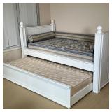Pottery Barn "Thomas" trundle / day bed with two mattresses (included), the wood bed frame in a pain