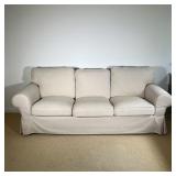 IKEA EKTORP SOFA | Three seats and skirt; h. 29-1/2 x 90 x 33 in.