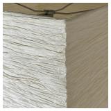 Paper lamp with three bulbs covered by a ruffled square column paper shade diffuser; h. 60 in.; test