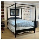 ETHAN ALLEN CANOPY BED | Queen-sized canopy bed, dark wood finish, h. 82-1/2 x 88 x 65-1/2 in. (n.b.