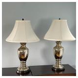 PAIR CHROME TABLE LAMPS | h. 27 in.