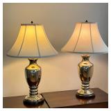PAIR CHROME TABLE LAMPS | h. 27 in.