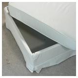 WHITE LOUNGE CHAIR & OTTOMAN | Ikea "Ektorp" armchair with storage foot rest; chair (h. 26 x 42 x 33