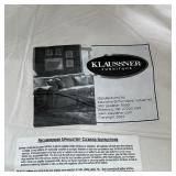 KLAUSSNER ARMCHAIR | Large & comfy chair by Klaussner with striped linen cover; h. 32 x 38 x 42 in. 