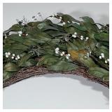 DECORATIVE WREATH | Oversize wreath decorated with leaves and pine needles and white berries; dia. 3
