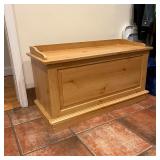 PINE CHEST / BENCH | Pine hall bench with a hinged lid for storage; h. 21 x 16-1/2 x 37-1/2 in.