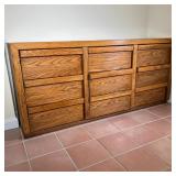 WOOD DRESSER | Solid wood dresser with 9 drawers; h. 30-1/4 x 65-3/4 x 17-3/4 in. [water stains on t