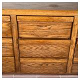 WOOD DRESSER | Solid wood dresser with 9 drawers; h. 30-1/4 x 65-3/4 x 17-3/4 in. [water stains on t
