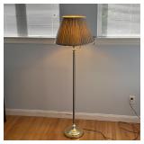 CHROME FLOOR LAMP | Chrome tube floor length, four lightbulbs with three-way switchers and fabric sh