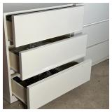 NEW WAVE CHEST of DRAWERS | White lacquer veneer 6 drawer long dresser; h. 30 x 61 x 20 in.