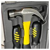 Sharper image toolkit includes various sized wrenches, pliers, socket wrench with multiple, hammer a