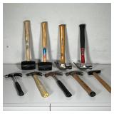 (9pc) ESTATE LOT HAMMERS | Includes two rubber mallets, and seven hammers; largest 13-1/2 in.