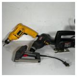 (4pc) ESTATE LOT HAND POWER TOOLS | Includes Parker Tre-100 staple gun, Dewalt drill model DW106, Cr
