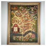 VINTAGE MAP of HARVARD UNIVERSITY | 1935 map by Edwin J. Schruers, framed with no glass; overall 35-