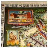 VINTAGE MAP of HARVARD UNIVERSITY | 1935 map by Edwin J. Schruers, framed with no glass; overall 35-