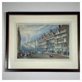 FRAMED ENGLISH PAINTING | "Old houses of Staple Inn, Holborn" original painting on paper, attributed