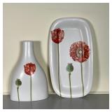 (2pc) VILLEROY & BOCH | "Country Collection" including a vase and matching plate with floral design,
