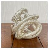 CONTEMPORARY ART GLASS | Abstract art glass sculpture with gold flakes; h. 5 x 5-1/2 in.