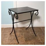 METAL PATIO SIDE TABLE | With scrollwork legs; h. 22 x w. 14 x d. 17 in.