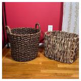 (2pc) WOVEN BASKETS | Largest 12-1/2 x 18 x 12-1/2 in.