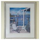 LIGHTHOUSE ARTWORK | Titled "Lighthouse View" and pencil signed lower right, print of a seaside pain