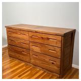 SOLID WOOD DOUBLE DRESSER | With six drawers; h. 31 x w. 57 x d. 20 in.