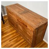 SOLID WOOD DOUBLE DRESSER | With six drawers; h. 31 x w. 57 x d. 20 in.