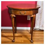 OVAL SIDE TABLE | With single drawer and two pull out drink rests on either side all over four cabri