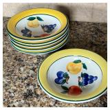 (6pc) DANSK PASTA BOWLS | With fruit design, made in Italy; 9-1/4 in. 