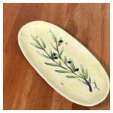 PAINTED BREAD PLATE | By Julia Junkin Studios, 16 in. bread plate with olive branch design, inscribe