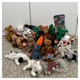 ESTATE GROUP of BEANIE BABIES | Bears, dogs, monkeys, owl, bird, unicorn, and more, plus a beanie ba