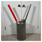 WRAPPING PAPER | Including a cylindrical metal storage bin and various wrapping papers