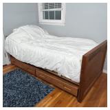SOLID WOOD TRUNDLE BED | Twin size bed with fake drawer front trundle; h. 29 x l. 80 x w. 42 in.