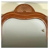 Harden Furniture, solid cherry, beveled glass mirror in a carved wood frame with shell / linenfold m