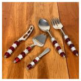 (5pc) SERVING UTENSILS | A large serving spoon, fork, and knife (11-1/2 in.) and a cheese knife and 